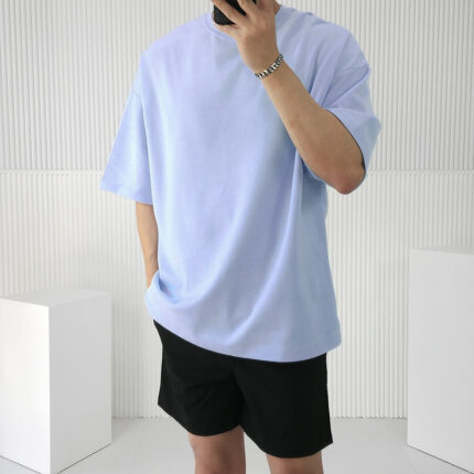 𝙊𝙫𝙚𝙧𝙨𝙞𝙯𝙚𝙙 𝘿𝙧𝙤𝙥 𝙎𝙝𝙤𝙪𝙡𝙙𝙚𝙧 𝙏-𝙎𝙝𝙞𝙧𝙩-Sky Blue